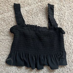 Black ruffle crop top